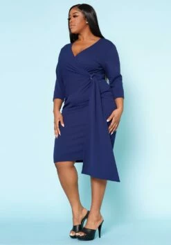 Plus Size V Neck Overlay Drape Mini Dress -Asoph Sales Shop 2022524 004 3