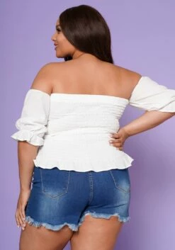Plus Size Off Shoulder Ruffle Trim Top -Asoph Sales Shop 2022553 001 4