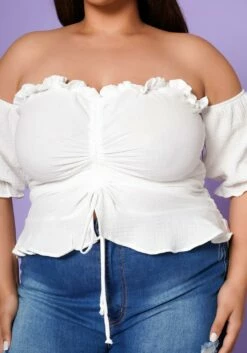 Plus Size Off Shoulder Ruffle Trim Top -Asoph Sales Shop 2022553 001 5