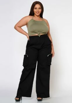 Plus Size Wide Leg Utility Cargo Pants