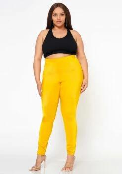 Plus Size Posh Stretch Satin Slim Pants