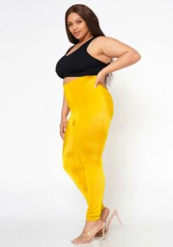 Plus Size Posh Stretch Satin Slim Pants -Asoph Sales Shop 2022581 001 2