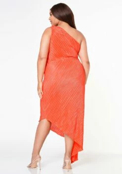 Plus Size Pleated Asymmetric One Sleeve Dress -Asoph Sales Shop 2022619 001 4