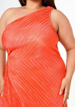 Plus Size Pleated Asymmetric One Sleeve Dress -Asoph Sales Shop 2022619 001 5
